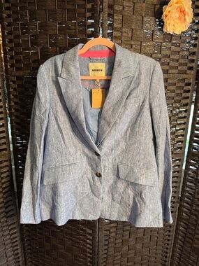 Boden Marylebone Linen Blazer Lightweight Blue Size US10